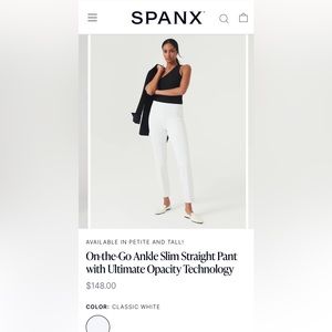 SPANX On-the-Go Ankle Slim Straight Pant white Medium
